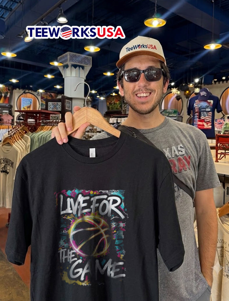 Live For The Game Graffiti Basketball Colorful Paint - Adult & Kids T-Shirts, Sweatshirts & Hoodies apparel design preview 2
