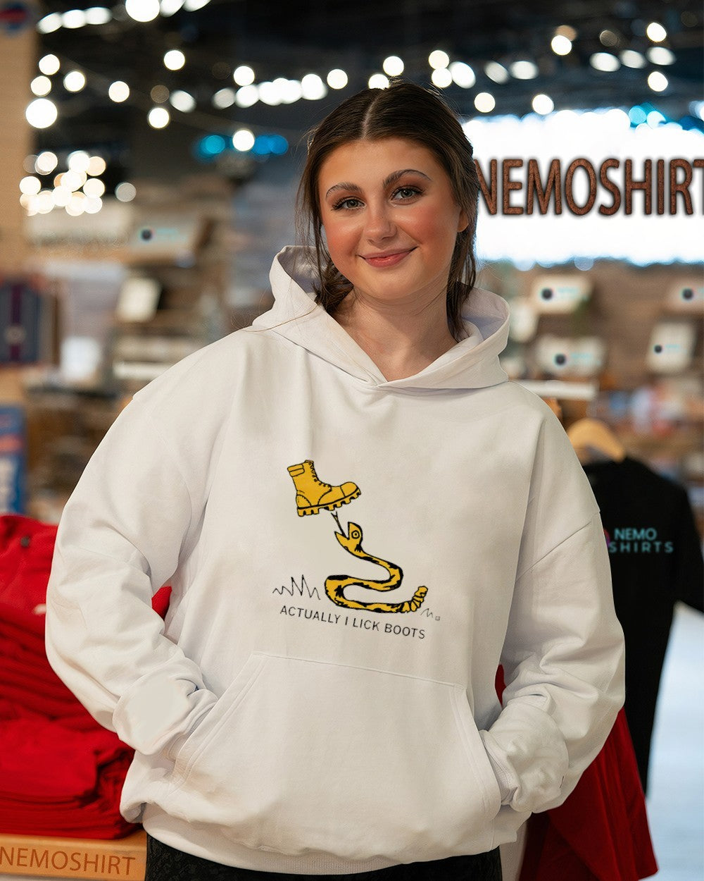Actually I lick boots tread on me - Adult & Kids T-Shirts, Sweatshirts & Hoodies apparel design preview 3