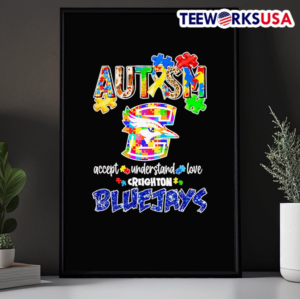 Autism accept understand love Creighton Bluejays - Adult & Kids T-Shirts, Sweatshirts & Hoodies apparel design preview 5