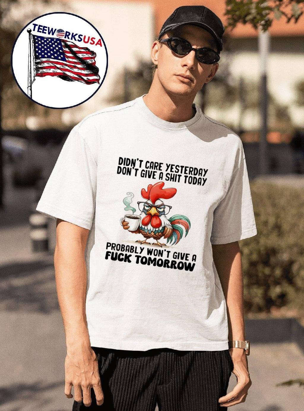 Chicken didn't care yesterday don't give a shit today - Adult & Kids T-Shirts, Sweatshirts & Hoodies apparel design preview 1