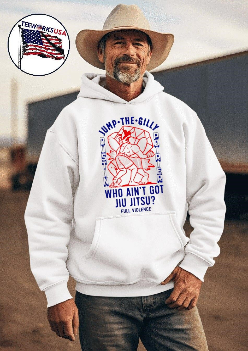 Dustin Poirier jump the gilly who ain't got Jiu Jitsu - Adult & Kids T-Shirts, Sweatshirts & Hoodies apparel design preview 2