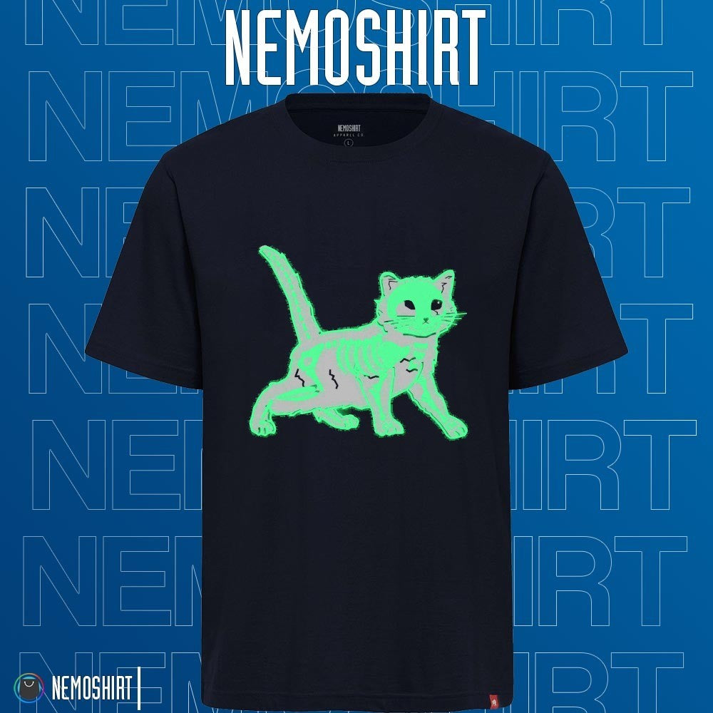 Glow in the dark cat skeleton xray - Adult & Kids T-Shirts, Sweatshirts & Hoodies apparel design preview 1
