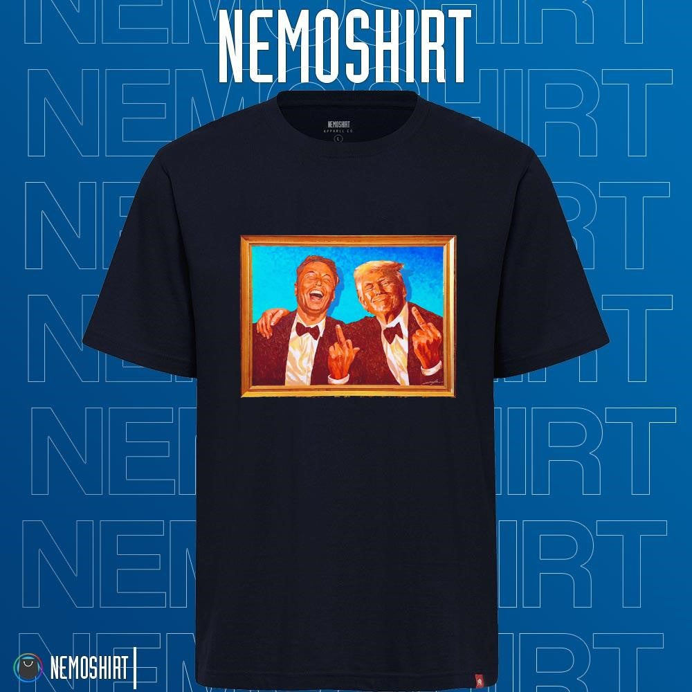 Trump and Elon Musk middle finger frame - Adult & Kids T-Shirts, Sweatshirts & Hoodies apparel design preview 1
