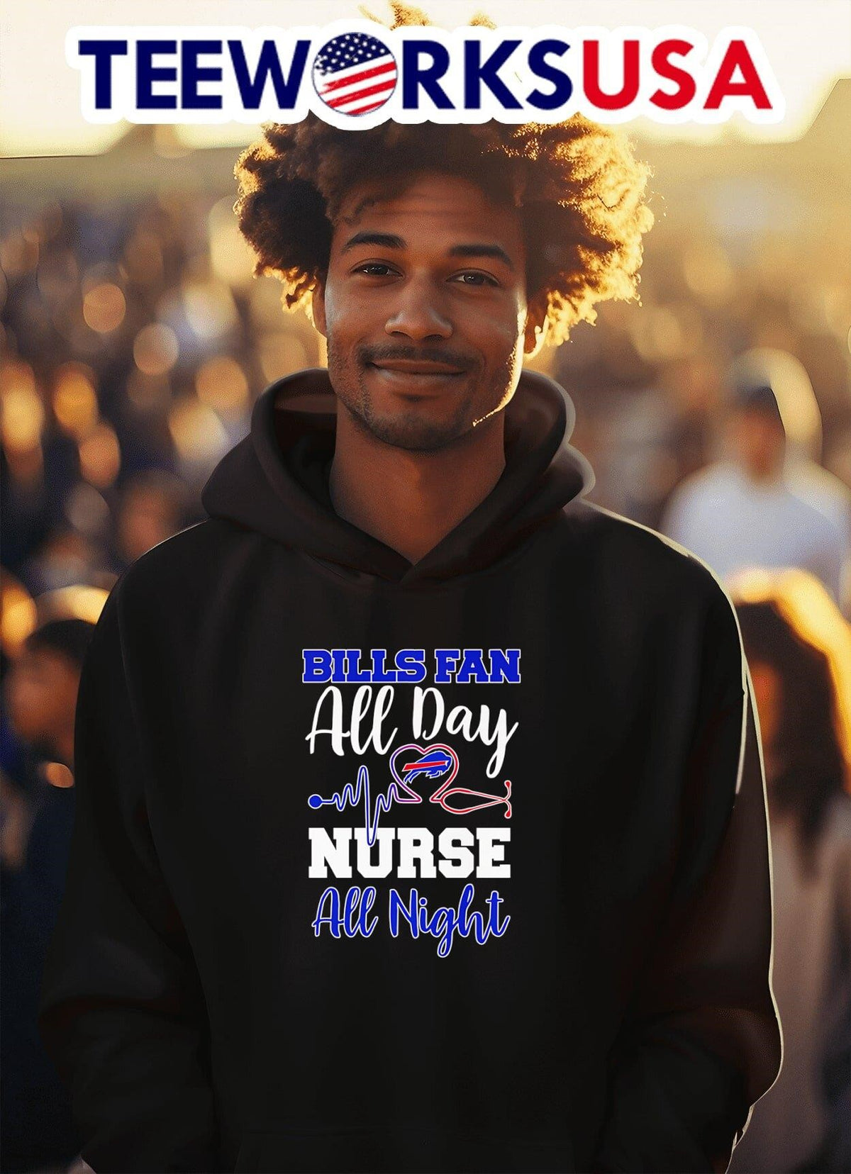 Bills fan all day nurse night - Adult & Kids T-Shirts, Sweatshirts & Hoodies apparel design preview 2