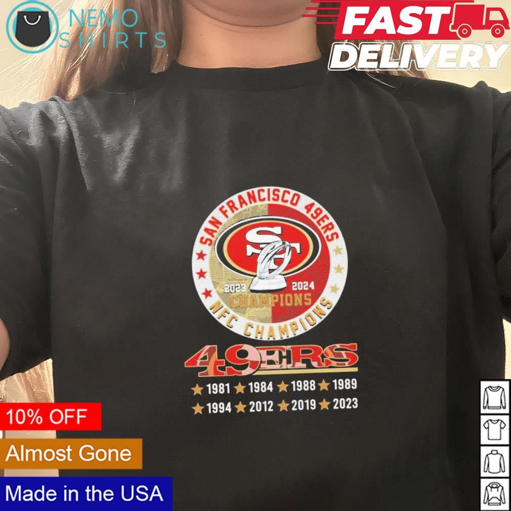 San Francisco 49ers 2023 2024 NFC champions circle - Adult & Kids T-Shirts, Sweatshirts & Hoodies apparel design preview 1