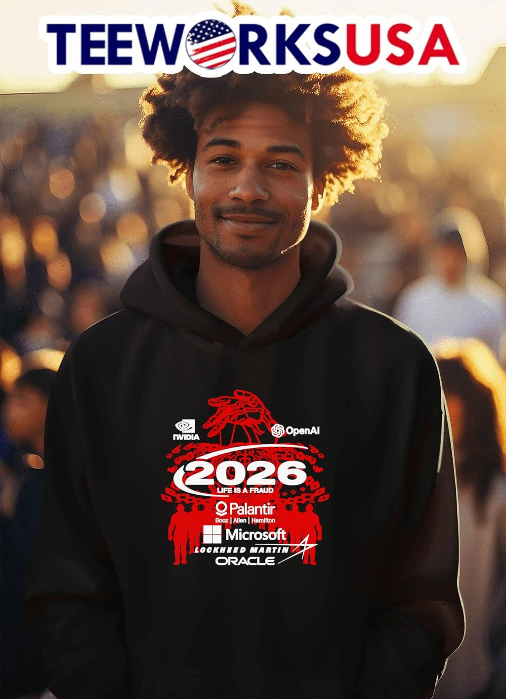 NVIDIA Openai 2026 Life Is A Fraud Palantir Booz - Adult & Kids T-Shirts, Sweatshirts & Hoodies apparel design preview 2