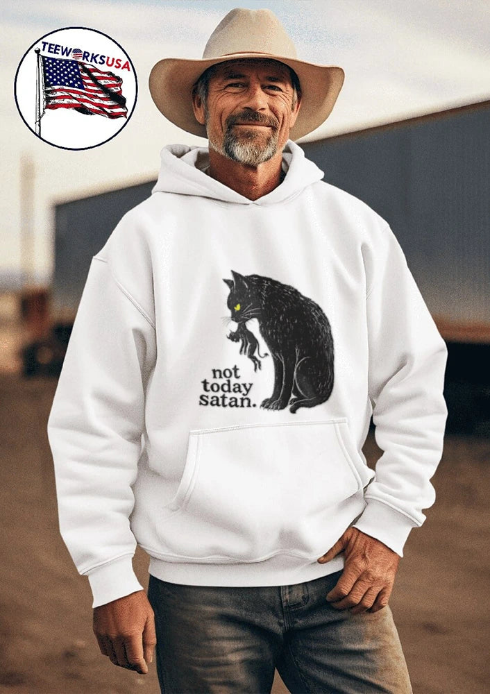 Not Today Satan Black Cat - Adult & Kids T-Shirts, Sweatshirts & Hoodies apparel design preview 3