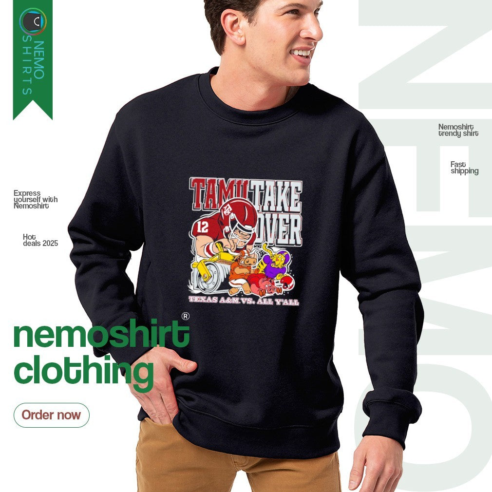 TAMU take over Longhorns Tigers and Razorbacks Texas - Adult & Kids T-Shirts, Sweatshirts & Hoodies apparel design preview 4