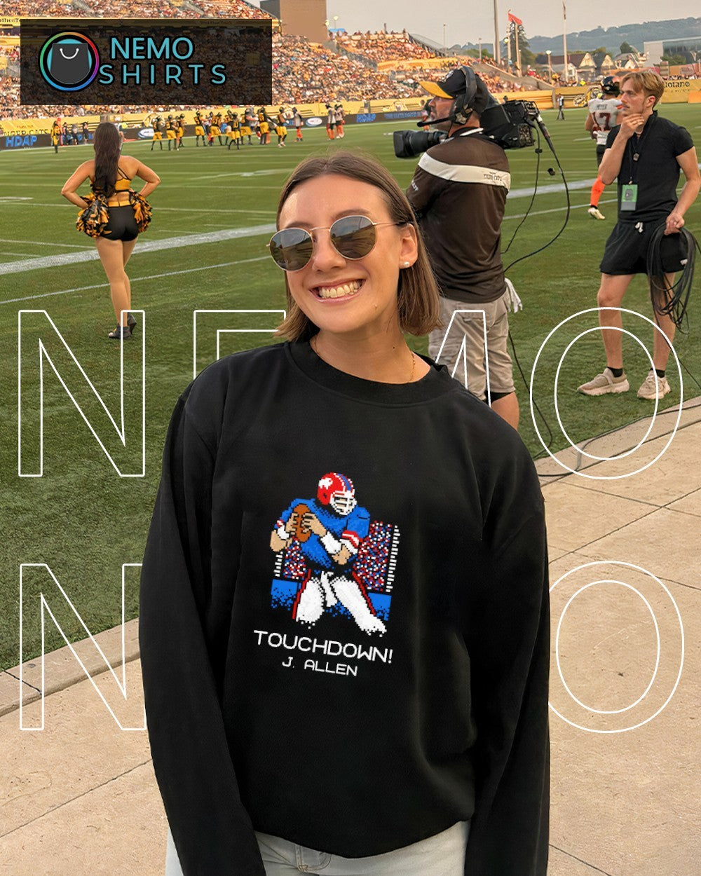 Touchdown Josh Allen Buffalo Bills pixels - Adult & Kids T-Shirts, Sweatshirts & Hoodies apparel design preview 4