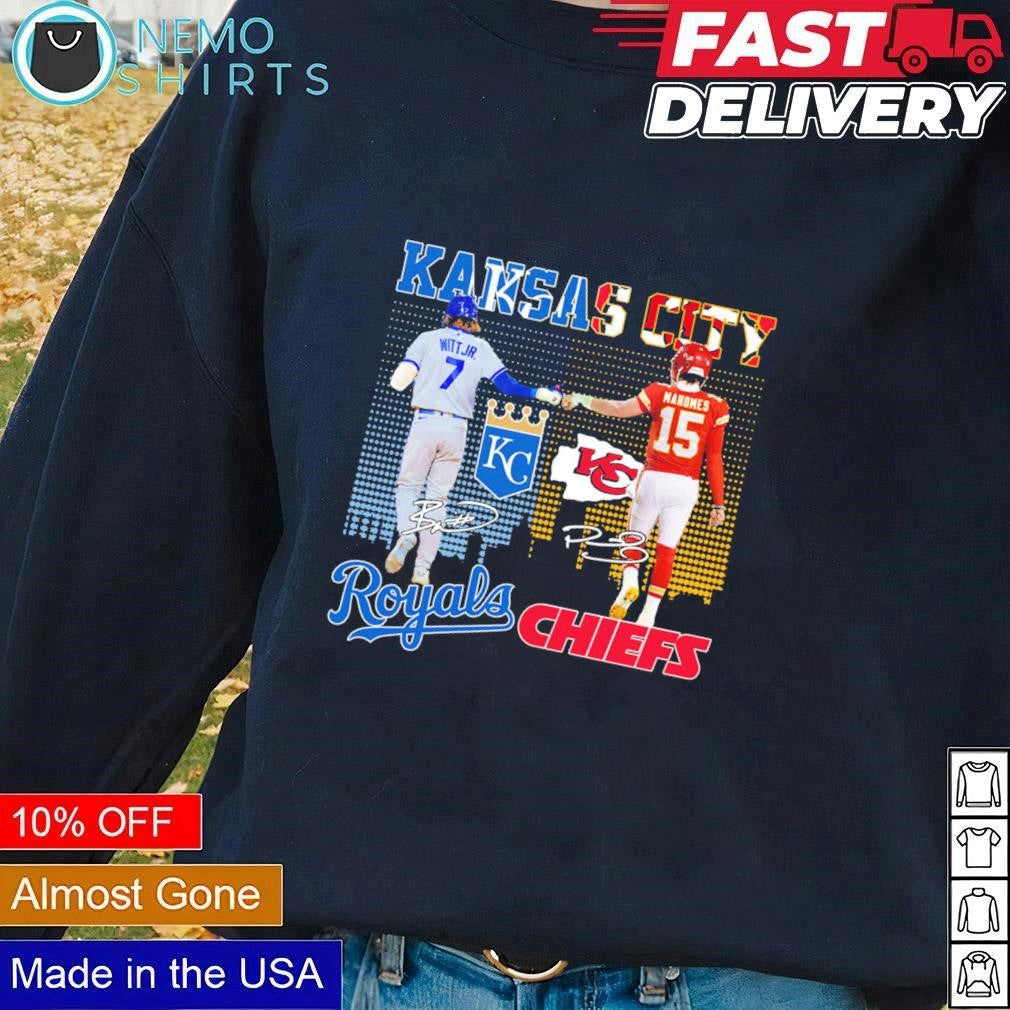 Kansas City Royals Witt Jr and Chiefs Mahomes - Adult & Kids T-Shirts, Sweatshirts & Hoodies apparel design preview 1