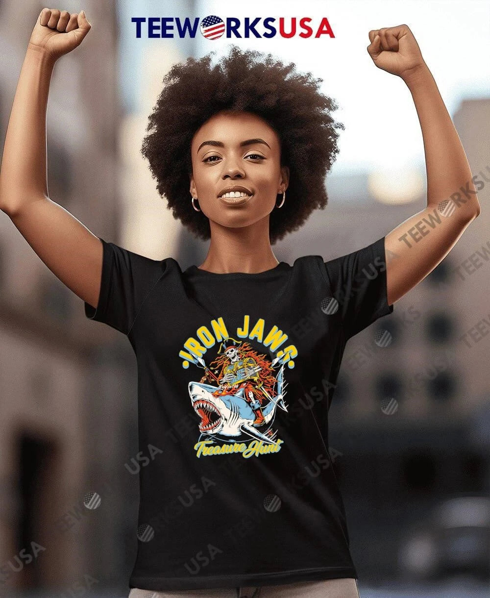 NoYouthh Skeleton Pirate Riding Shark Iron Jaws - Adult & Kids T-Shirts, Sweatshirts & Hoodies apparel design preview 7