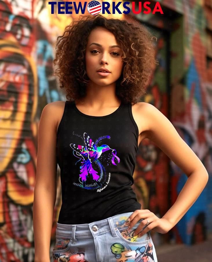 Hummingbird Holding Purple Ribbon Alzheimer s - Adult & Kids T-Shirts, Sweatshirts & Hoodies apparel design preview 7