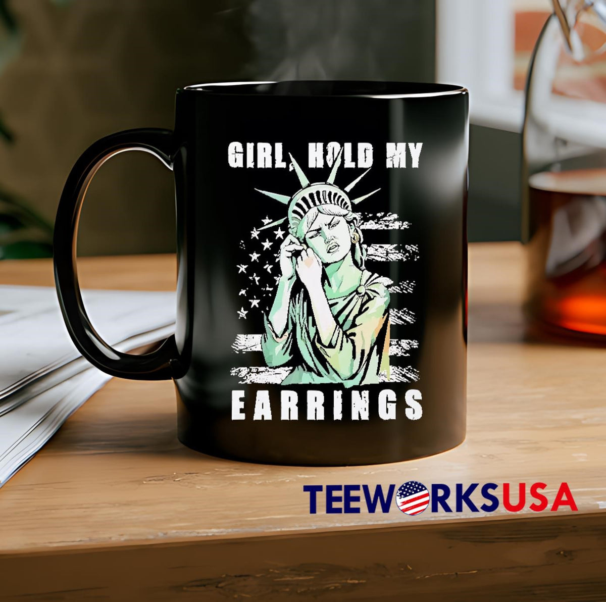 Statue of liberty girl hold my earrings - Adult & Kids T-Shirts, Sweatshirts & Hoodies apparel design preview 2