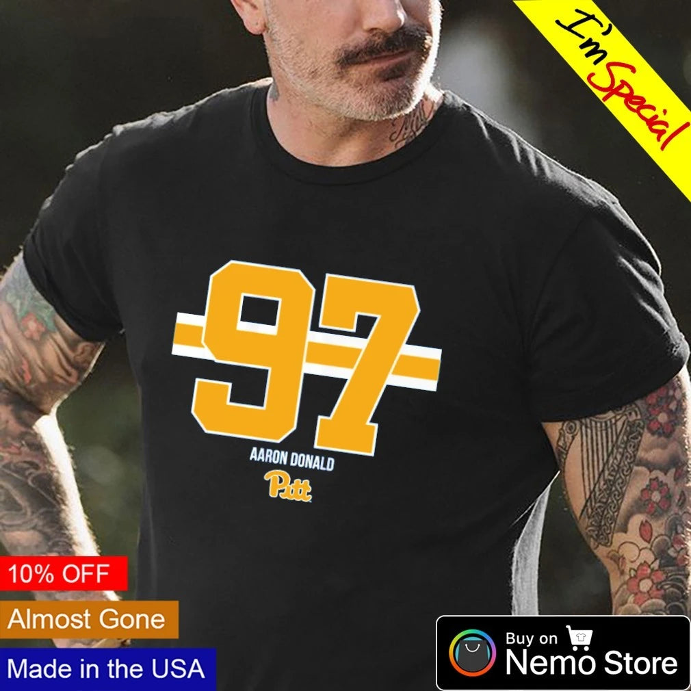 Pittsburgh Panthers Aaron Donald 97 Stripe - Adult & Kids T-Shirts, Sweatshirts & Hoodies product image 4