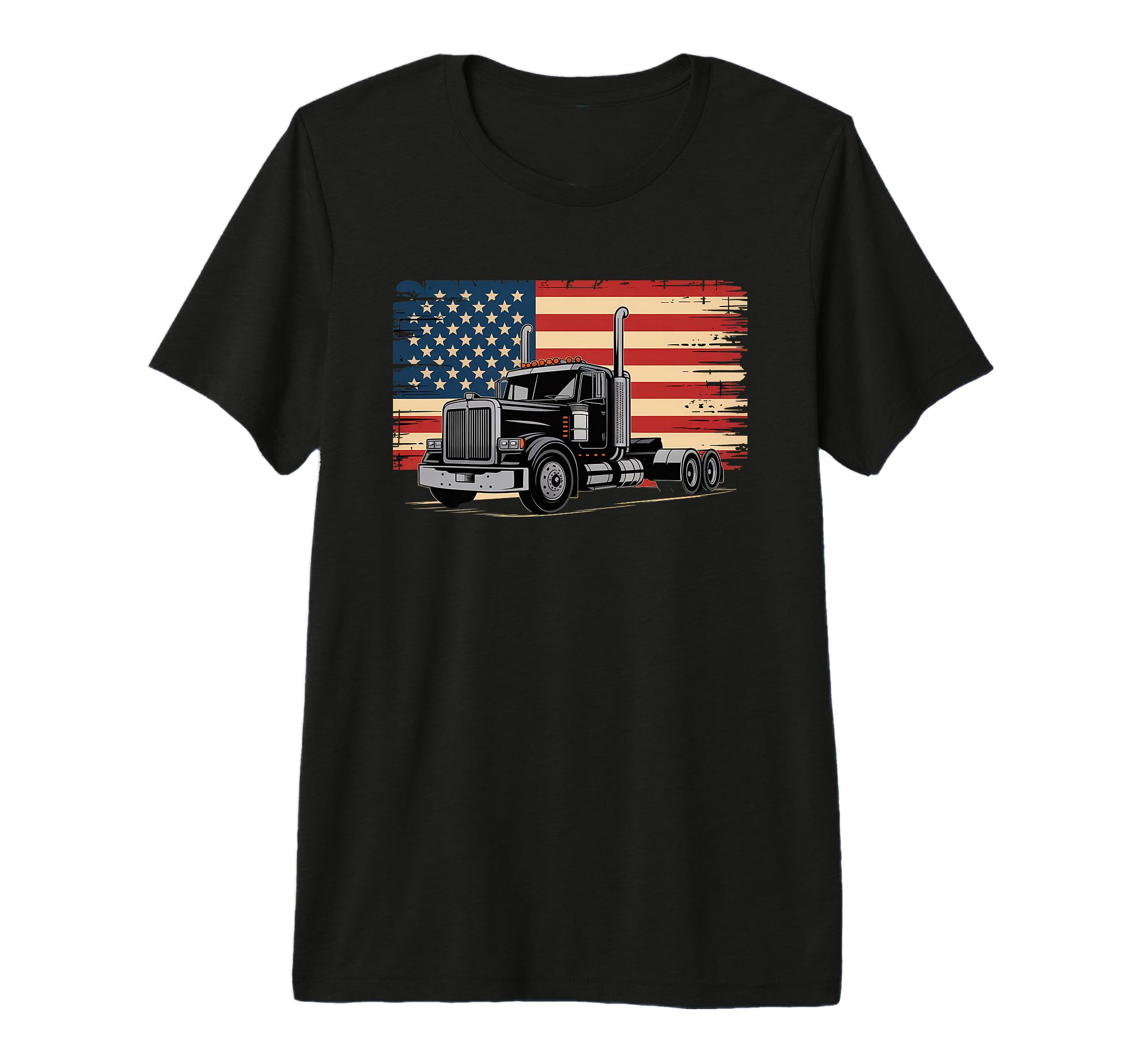 American Flag Trucker Dad Big Rig Trailer T-Shirt - Novelty Apparel Unisex - T-Shirt, Sweatshirt, Hoodie