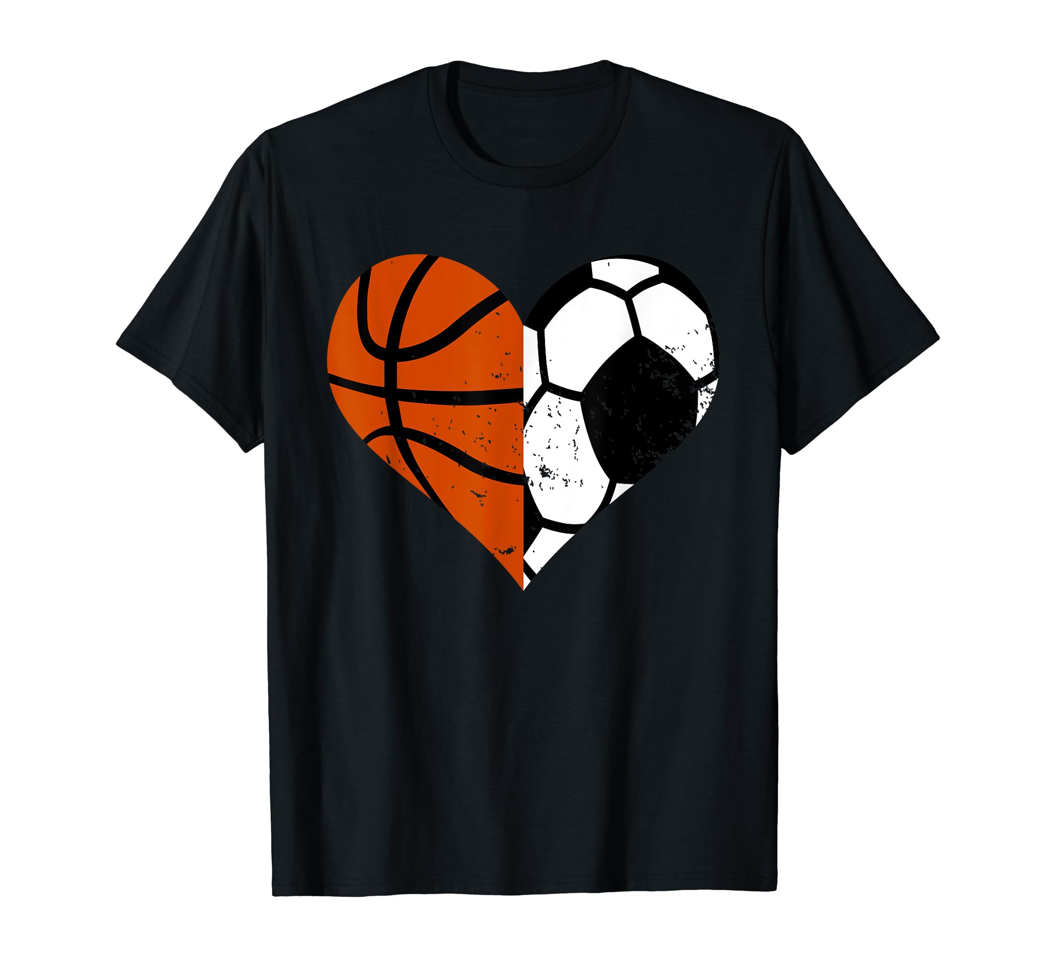 Soccer Basketball Heart Funny T-Shirt - Fun Novelty Design for Adults - T-Shirt, Sweatshirt, Hoodie