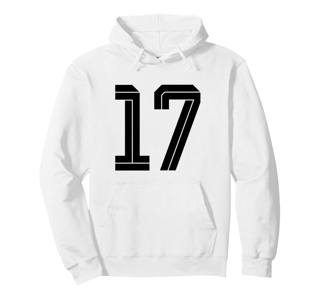 17 White Number 17 Sports Fan Soccer Hoodie - Aesthetic Graphic for Adults - T-Shirt, Sweatshirt, Hoodie