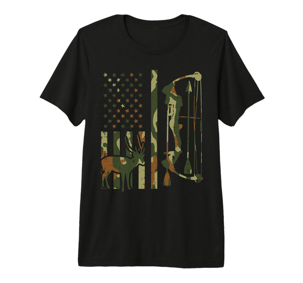 Camo Flag Deer Bow Hunting T-Shirt - Aesthetic Graphic for Adults - T-Shirt, Sweatshirt, Hoodie
