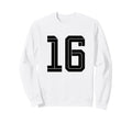 16 White Number 16 Sports Fan Sweatshirt - Fun Novelty Design for Adults - T-Shirt, Sweatshirt, Hoodie