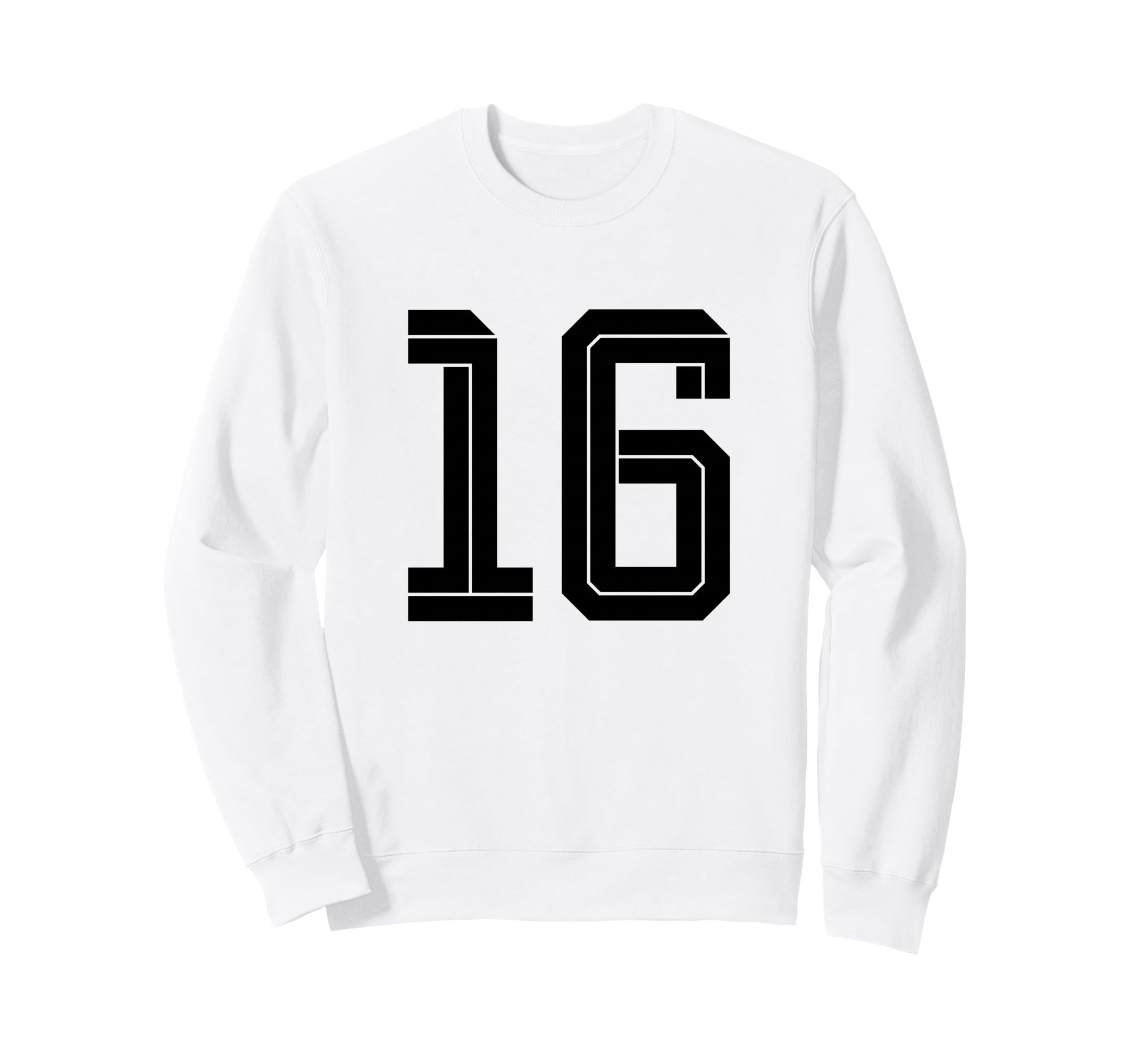 16 White Number 16 Sports Fan Sweatshirt - Fun Novelty Design for Adults - T-Shirt, Sweatshirt, Hoodie