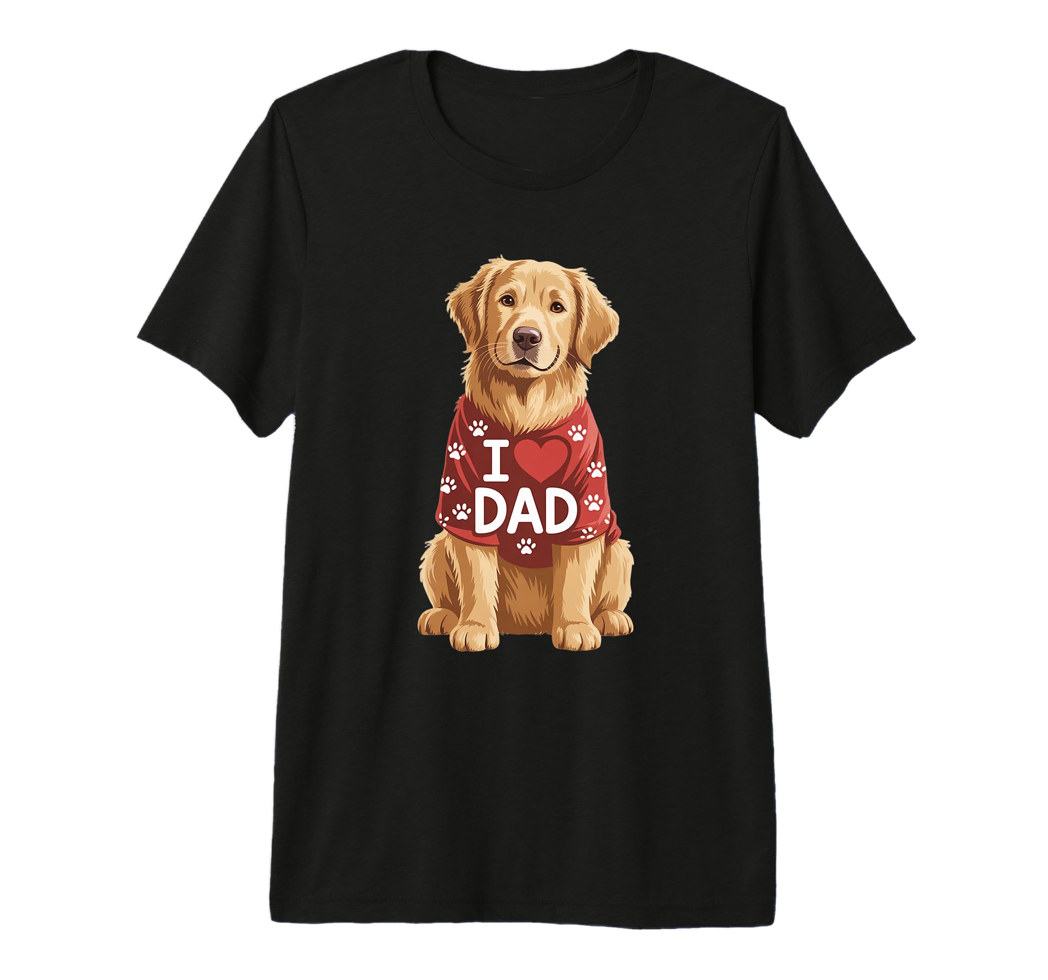 Mens Golden Retriever Wearing Red Paw T-Shirt - Minimalist Print Unisex - T-Shirt, Sweatshirt, Hoodie