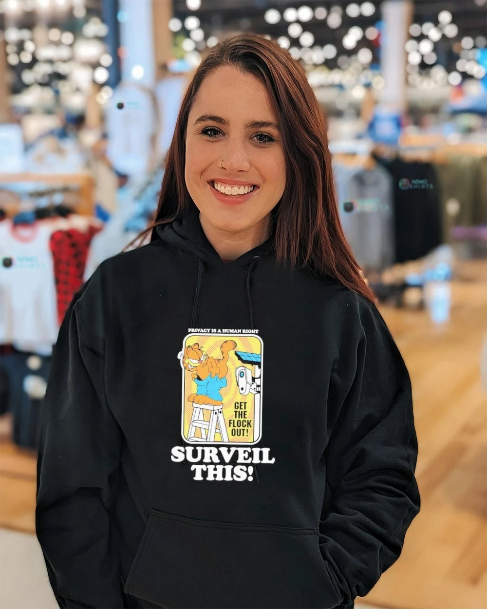 Fat Cat privacy is a human right get the flock out - Adult & Kids T-Shirts, Sweatshirts & Hoodies apparel design preview 3