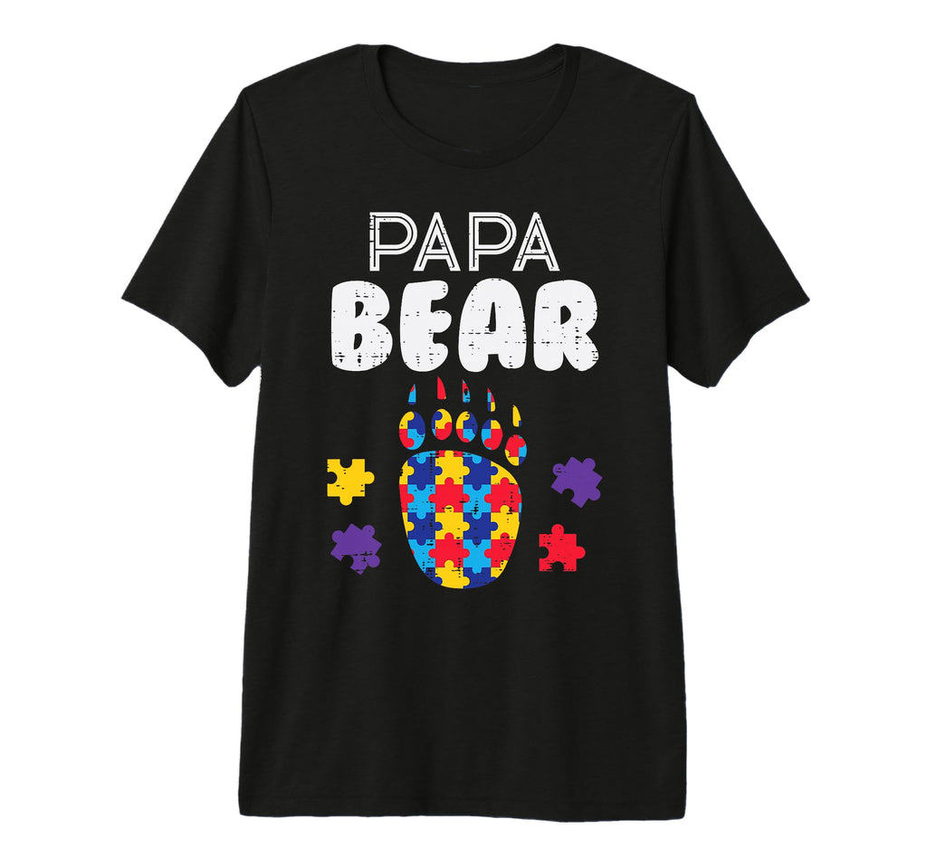 Papa Bear Paw Puzzle Autism T-Shirt - Casual Everyday Wear Men Women - T-Shirt, Sweatshirt, Hoodie