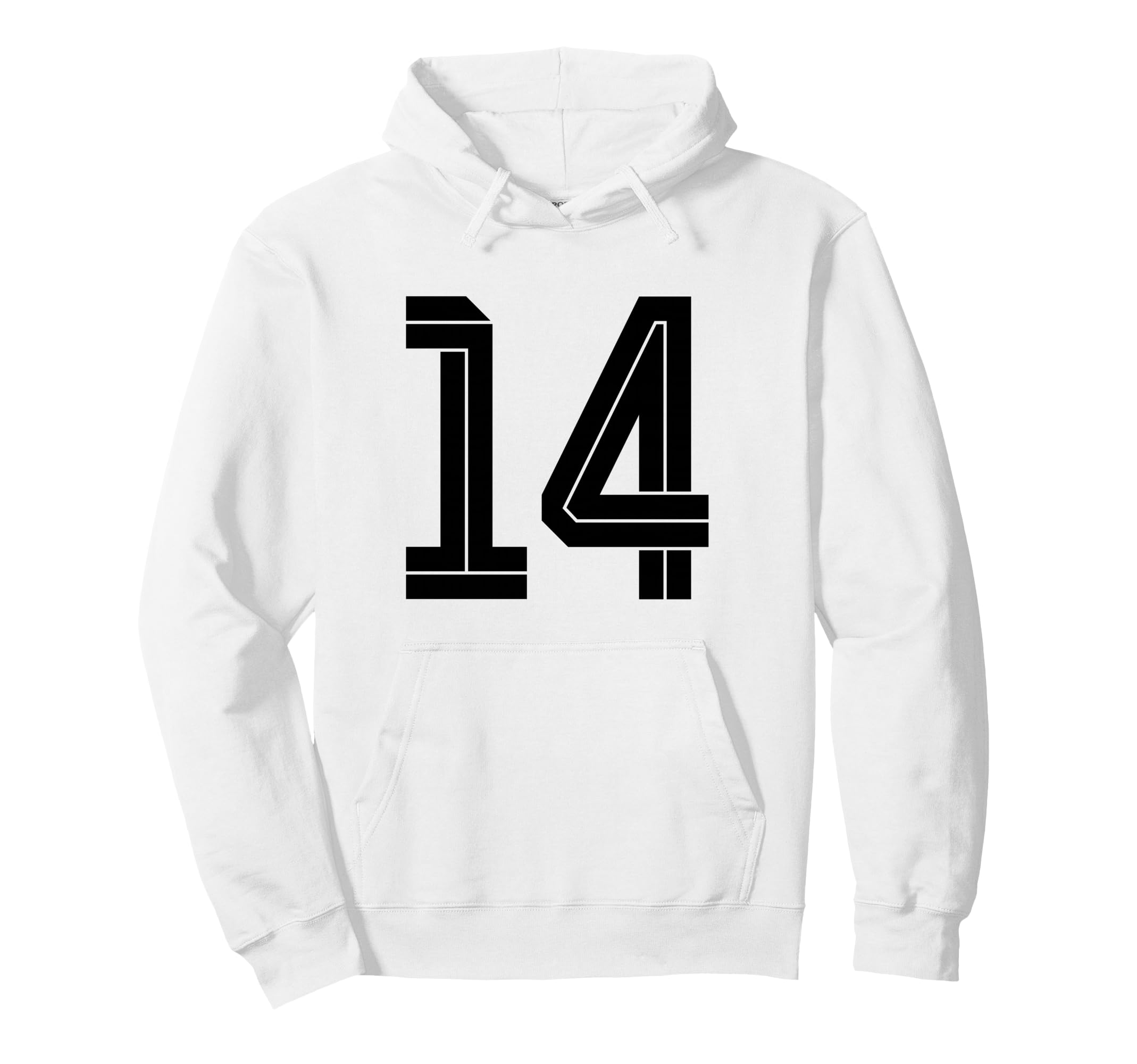 14 White Number 14 Sports Fan Soccer Hoodie - Graphic Print for Adults - T-Shirt, Sweatshirt, Hoodie
