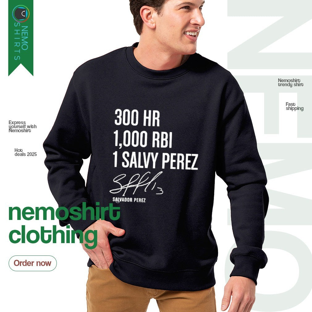 Salvador Perez 300 homers and 1 000 rbi salvy Kansas - Adult & Kids T-Shirts, Sweatshirts & Hoodies product image 4