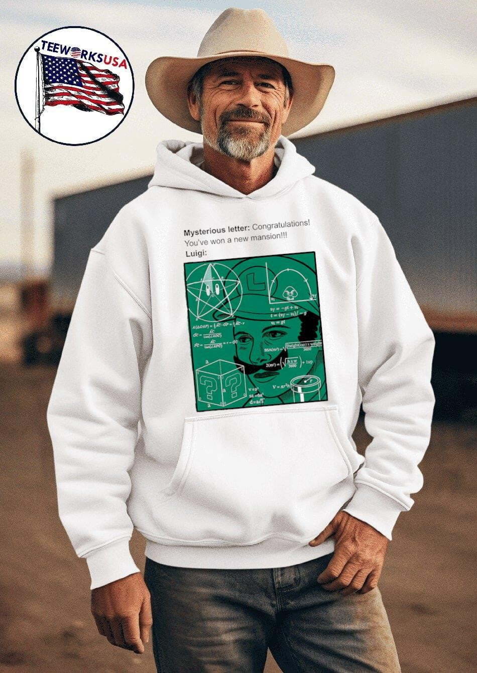 Green Mushroom Brother mysterious letter - Adult & Kids T-Shirts, Sweatshirts & Hoodies apparel design preview 2