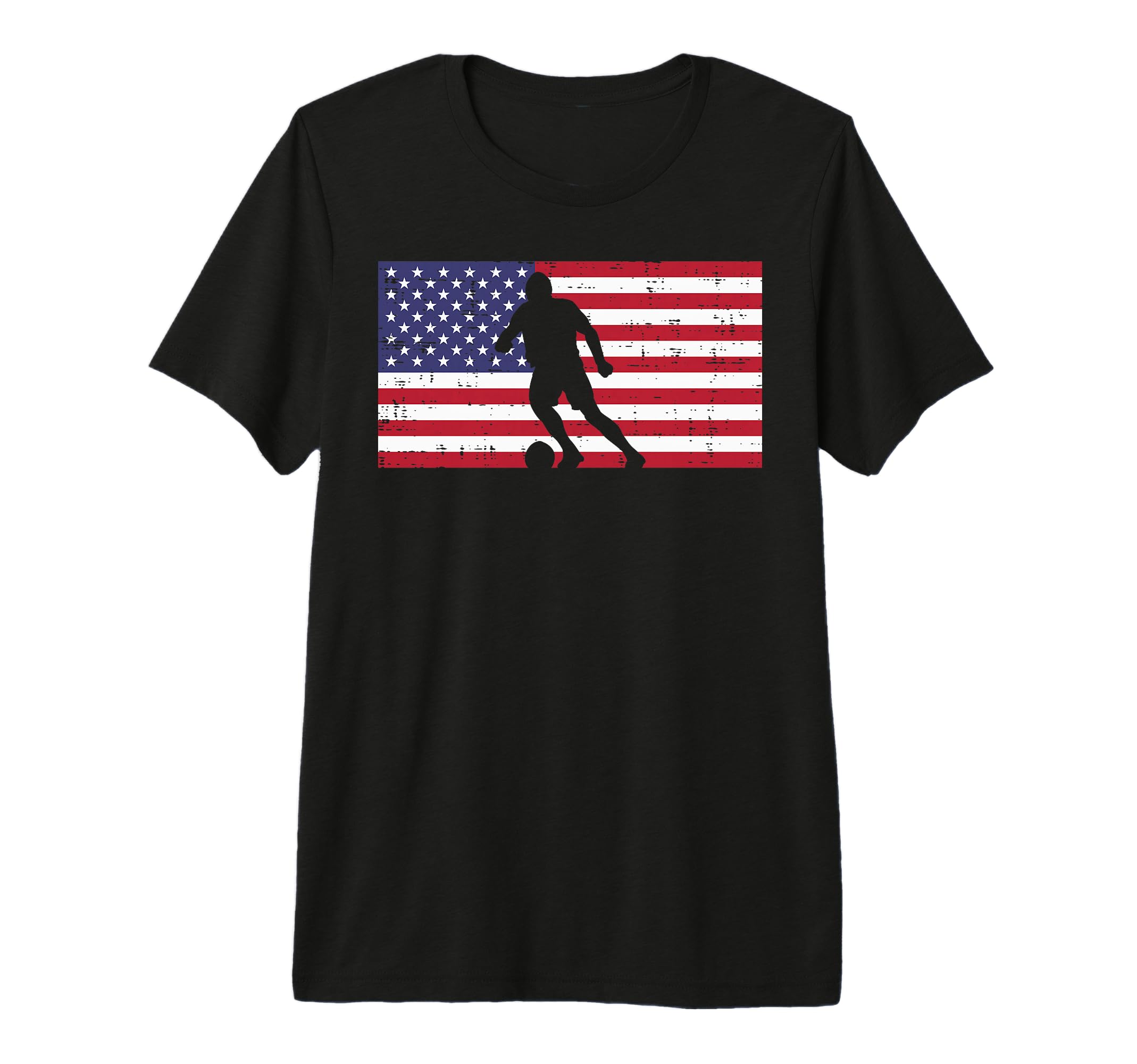 American Flag Soccer Silhouette T-Shirt - Custom Art Print Men Women - T-Shirt, Sweatshirt, Hoodie