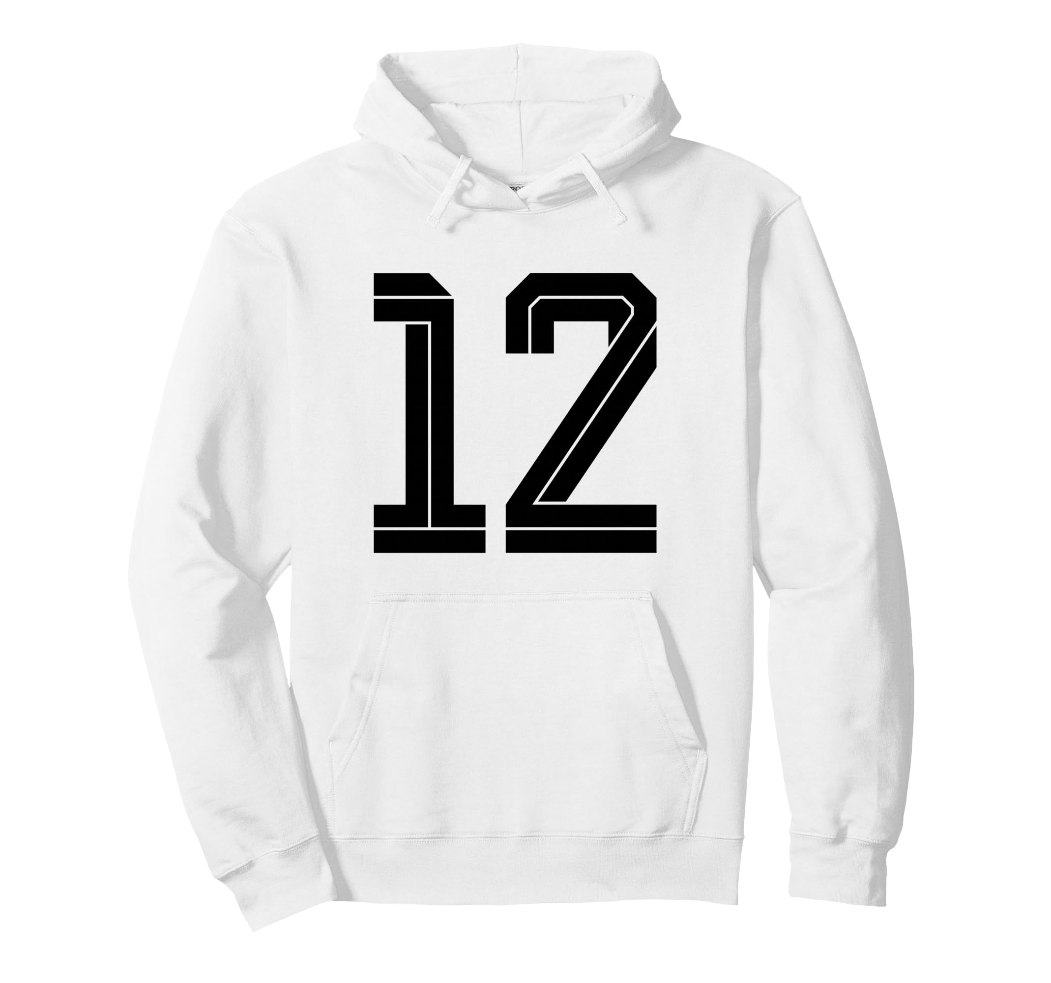 12 White Number 12 Sports Fan Soccer Hoodie - Trendy Graphic Men Women - T-Shirt, Sweatshirt, Hoodie