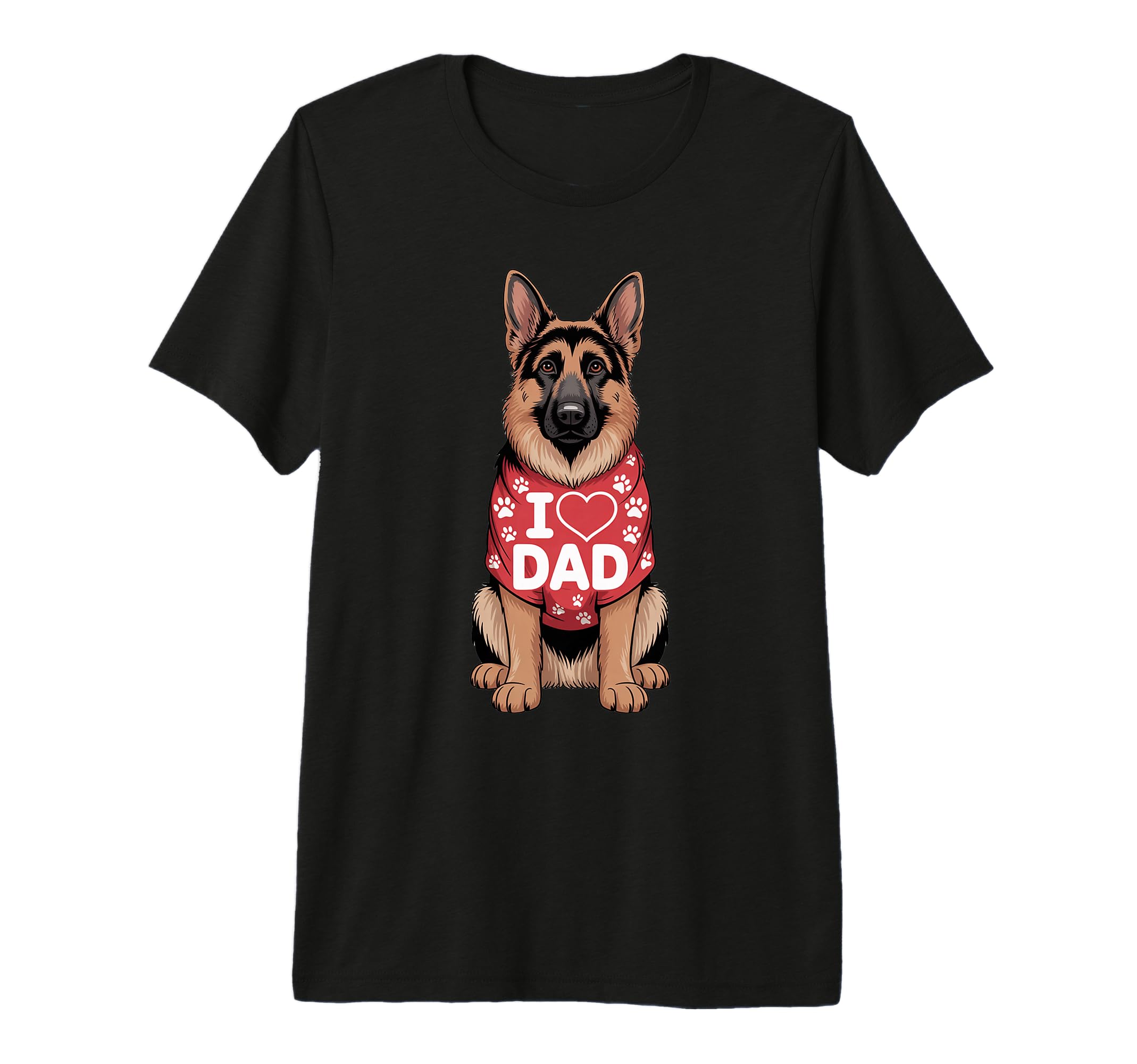 Mens German Shepherd Wearing Red T-Shirt - Novelty Apparel for Adults - T-Shirt, Sweatshirt, Hoodie