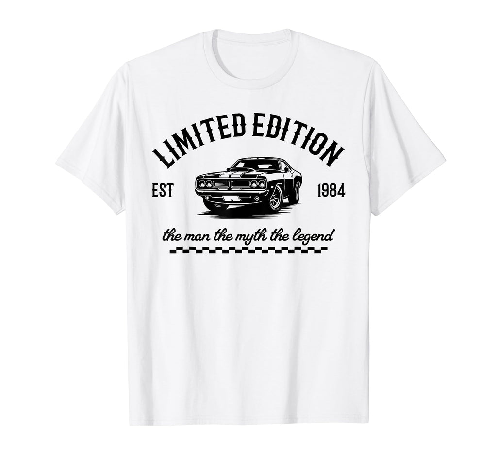 1984 Dad Birthday Legend Muscle Car T-Shirt - Minimalist Print Unisex - T-Shirt, Sweatshirt, Hoodie