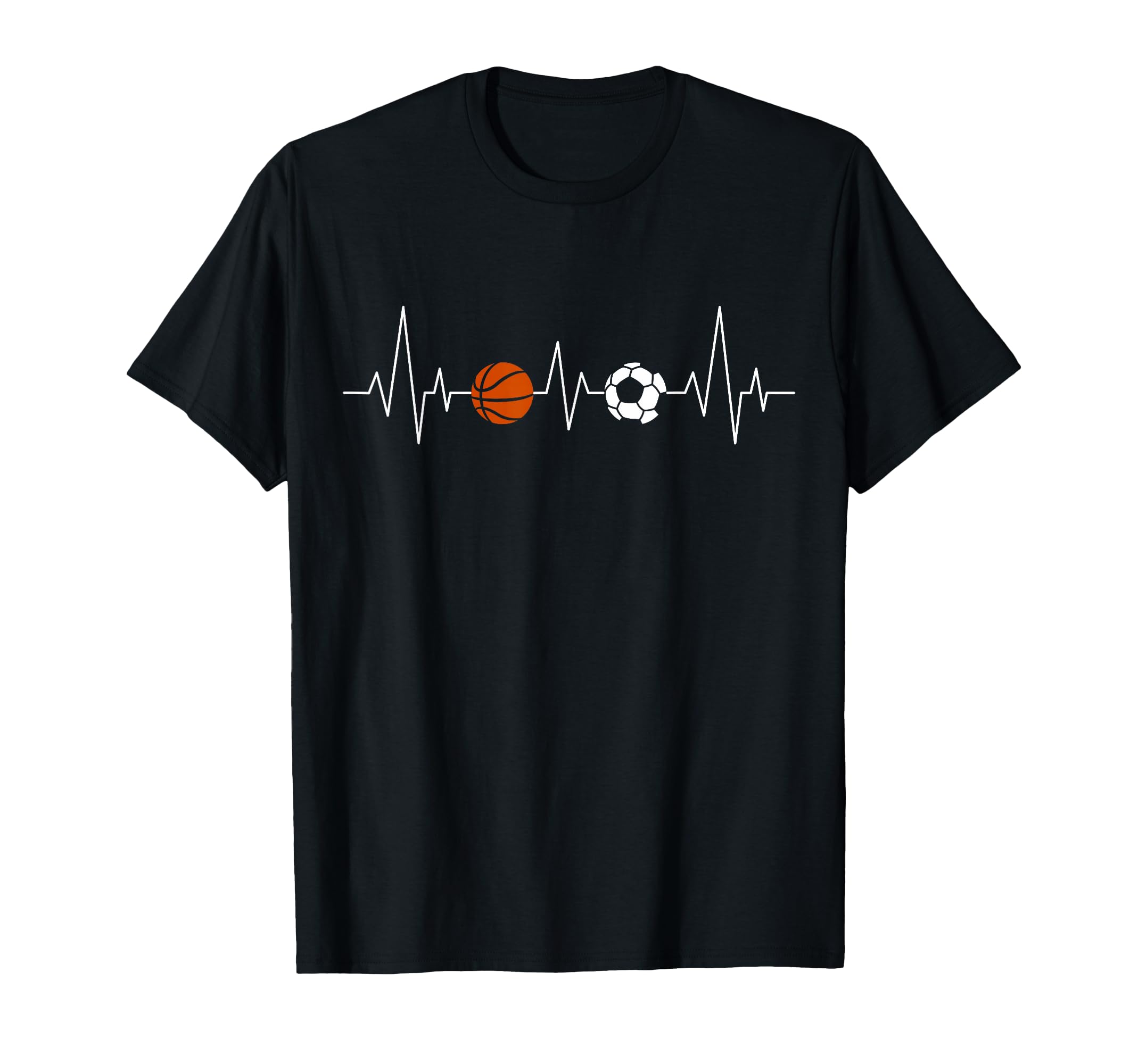 Soccer Basketball Heartbeat Funny T-Shirt - Minimalist Print for Adults - T-Shirt, Sweatshirt, Hoodie