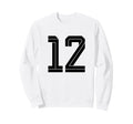 12 White Number 12 Sports Fan Sweatshirt - Casual Everyday Wear Men Women - T-Shirt, Sweatshirt, Hoodie