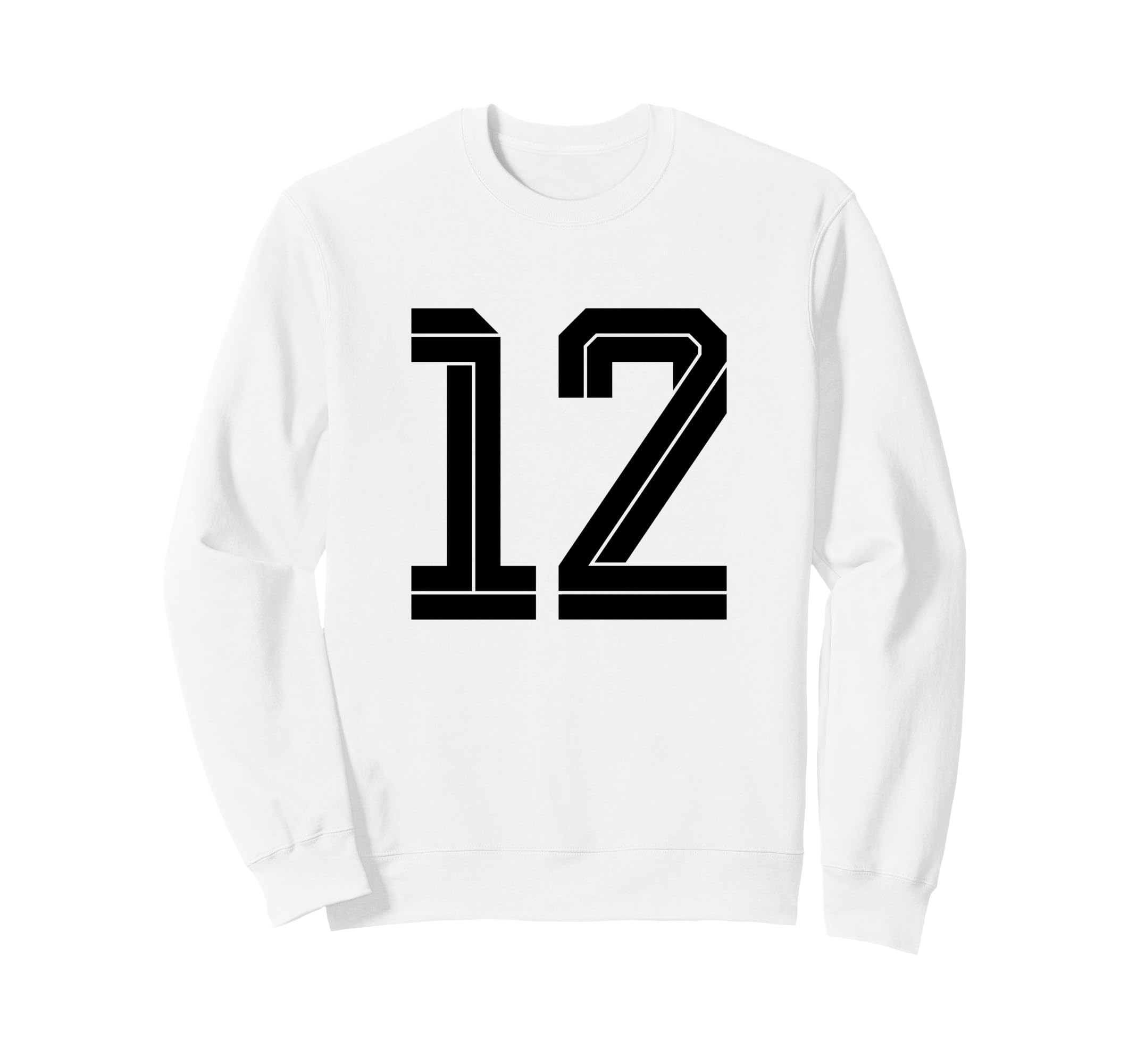12 White Number 12 Sports Fan Sweatshirt - Casual Everyday Wear Men Women - T-Shirt, Sweatshirt, Hoodie