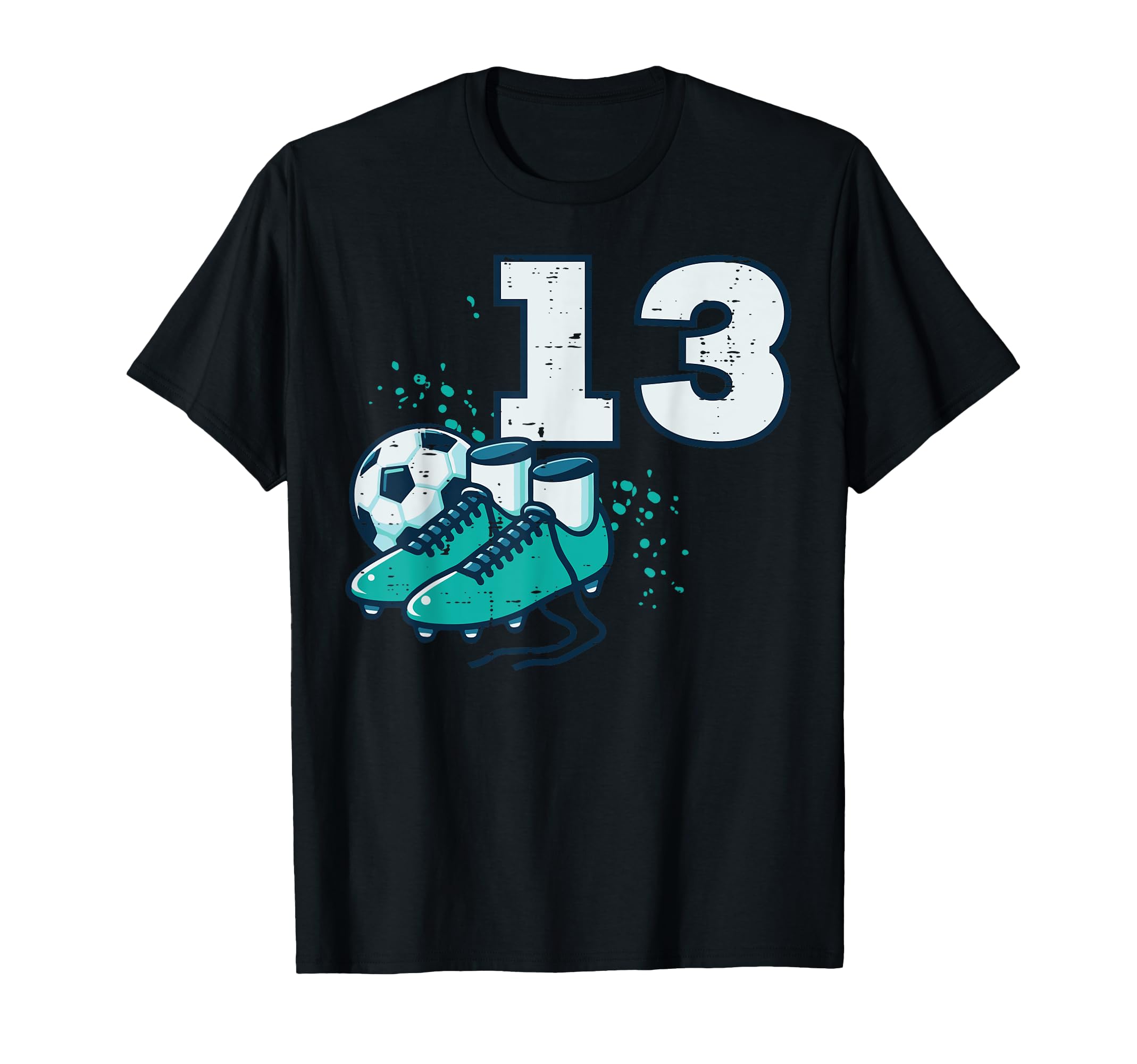 13Th Birthday Soccer Ball Shoes T-Shirt - Custom Art Print for Adults - T-Shirt, Sweatshirt, Hoodie
