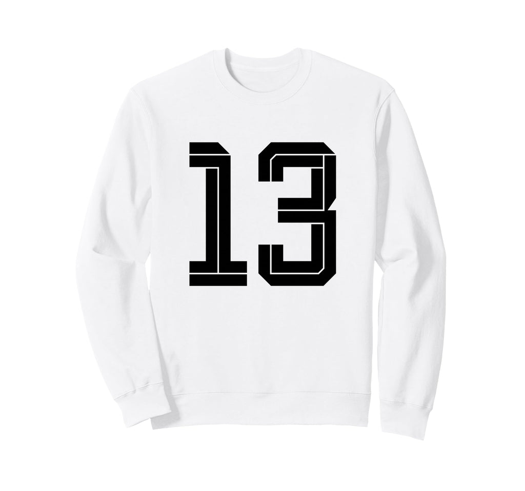 13 White Number 13 Sports Fan Soccer Sweatshirt - Trendy Graphic for Adults - T-Shirt, Sweatshirt, Hoodie
