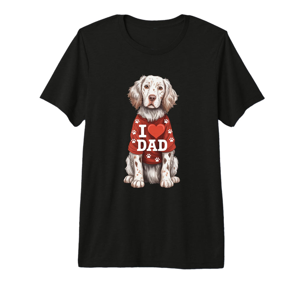 Mens English Setter Wearing Red Paw Prints T-Shirt - Graphic Print Unisex - T-Shirt, Sweatshirt, Hoodie