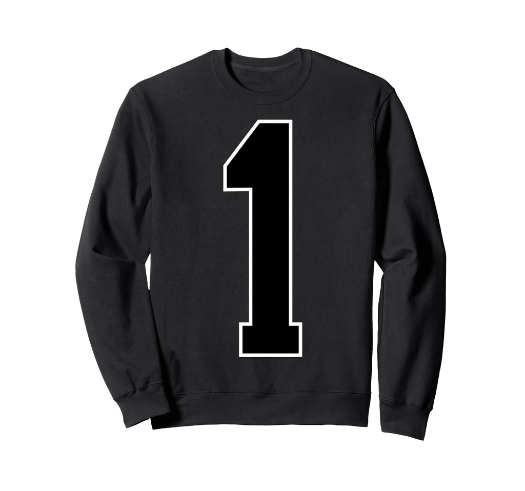 1 Black Sports Team Number Fan Sweatshirt - Minimalist Print Men Women - T-Shirt, Sweatshirt, Hoodie