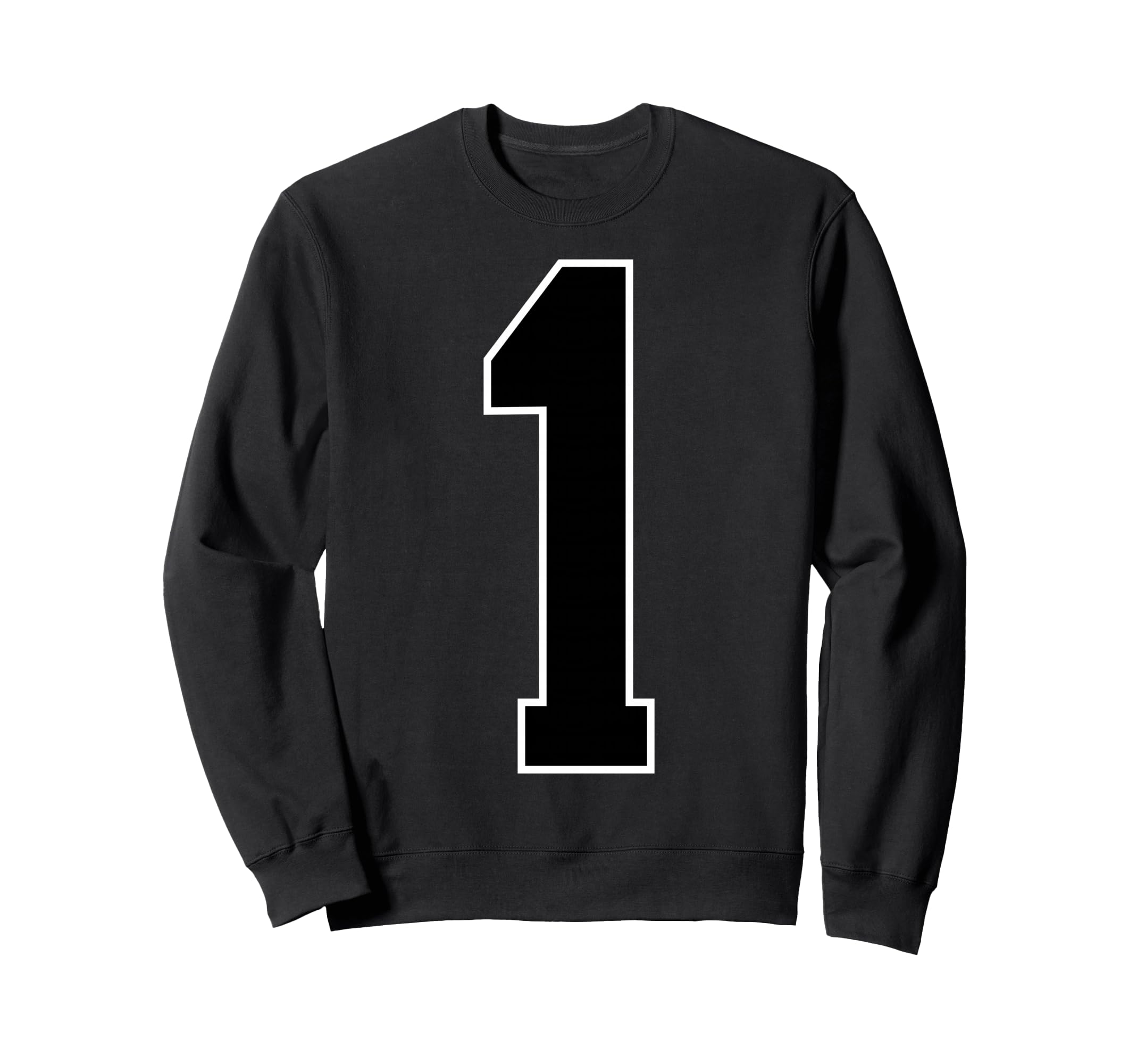 1 Black Sports Team Number Fan Sweatshirt - Minimalist Print Men Women - T-Shirt, Sweatshirt, Hoodie