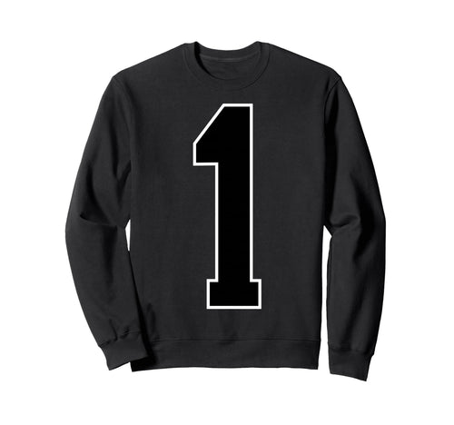 1 Black Sports Team Number Fan Sweatshirt - Minimalist Print Men Women - T-Shirt, Sweatshirt, Hoodie