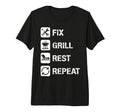 Fix Grill Rest Repeat Handyman Bbq Dad T-Shirt - Trendy Graphic Unisex - T-Shirt, Sweatshirt, Hoodie