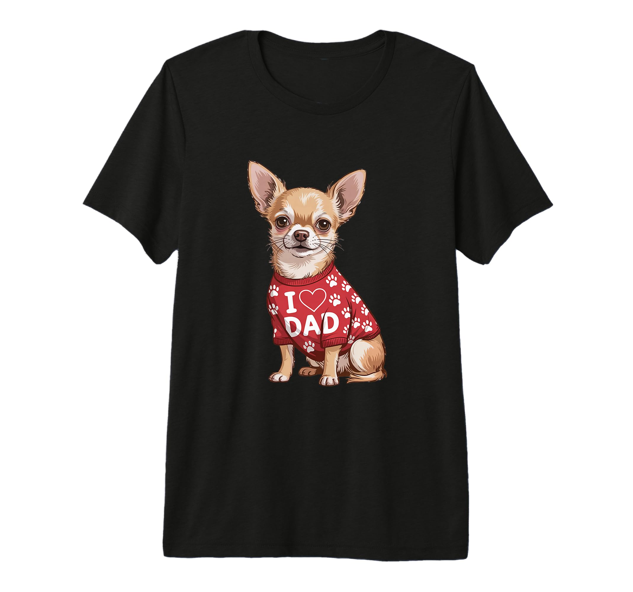 Mens Chihuahua Wearing Red Paw T-Shirt - Casual Everyday Wear Unisex - T-Shirt, Sweatshirt, Hoodie