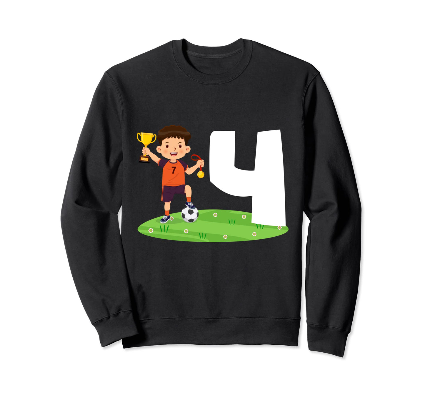 4Th Birthday Soccer 4 Years Old Sweatshirt - Aesthetic Graphic Unisex - T-Shirt, Sweatshirt, Hoodie