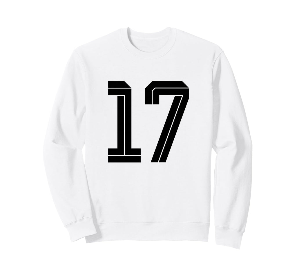 17 White Number 17 Sports Fan Sweatshirt - Casual Everyday Wear Men Women - T-Shirt, Sweatshirt, Hoodie