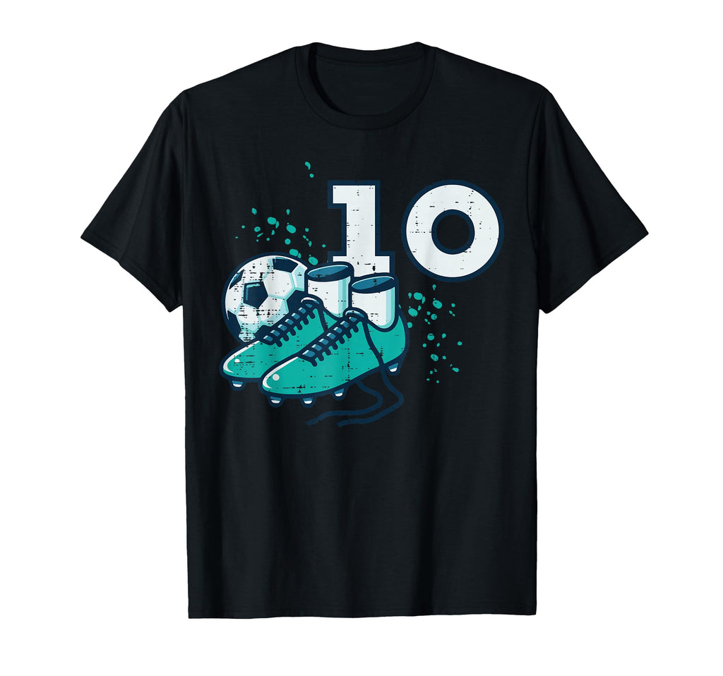 10Th Birthday Soccer Ball Shoes Football T-Shirt - Novelty Apparel Unisex - T-Shirt, Sweatshirt, Hoodie