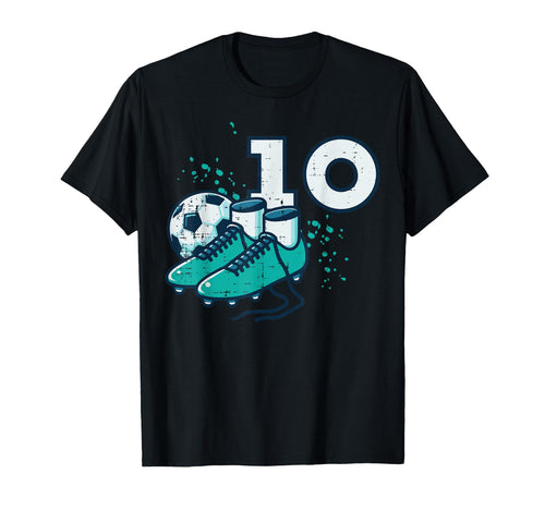 10Th Birthday Soccer Ball Shoes Football T-Shirt - Novelty Apparel Unisex - T-Shirt, Sweatshirt, Hoodie