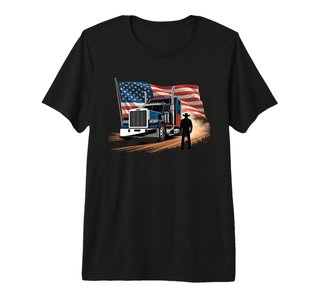 American Flag Trucker Dad Big Rig T-Shirt - Aesthetic Graphic Men Women - T-Shirt, Sweatshirt, Hoodie